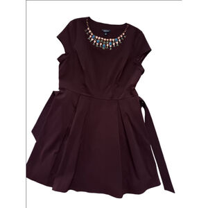 Isaac Mizrahi Dark Purple Long Sleeve Dress